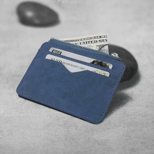 T53313 얇은 인조가죽 카드지갑 (블루) 교통카드지갑