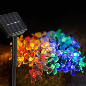 태양광 LED 50구 플라워 가랜드 전구 태양광충전