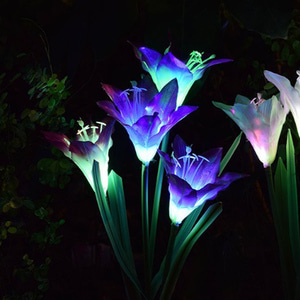 레인보우 백합 LED 태양광 꽃정원등(퍼플) 정원인테리어