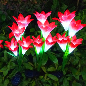 레인보우 백합 LED 태양광 꽃정원등(핑크) 야외등