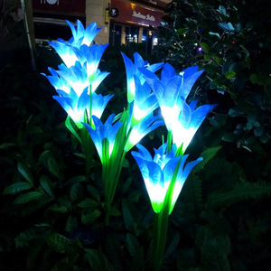 레인보우 백합 LED 태양광 꽃정원등(블루) 야외LED꽃