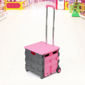 T67364 캐리어 쇼핑카트 42L (그레이+핑크) 폴딩카트