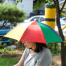 T7950 우산형 무지개 여름모자 / 밴드형 머리우산
